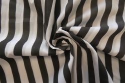 Deadstock Designer Cotton Shirting Stripe - Black and White