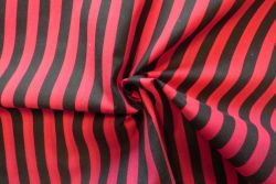 Deadstock Designer Cotton Shirting Stripe - Black and Red
